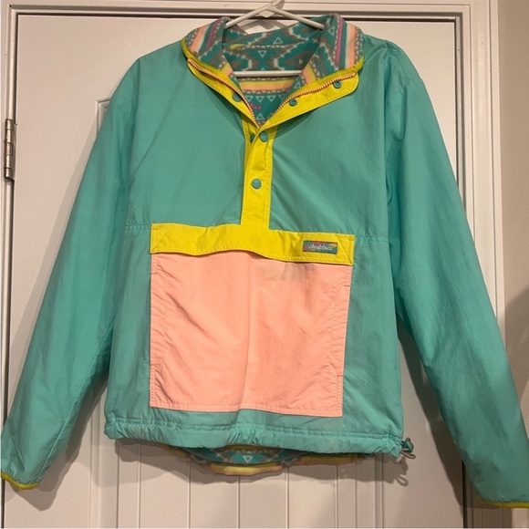 chubbies Jackets & Blazers - Chubbies Teal and Pink Reversible Fleece Pullover Size XS Unisex